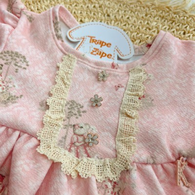 Conj. Blusa Manga Longa Capivarinha e Short Canelado - Rosa e Areia